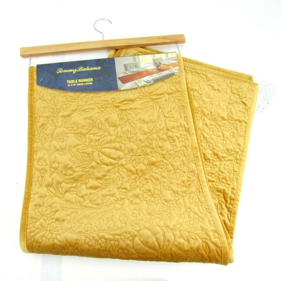 FLAW Tommy Bahama Velvet Table Runner 14" x 72" Thanksgiving Pumpkins Stitched - Picture 3 of 4